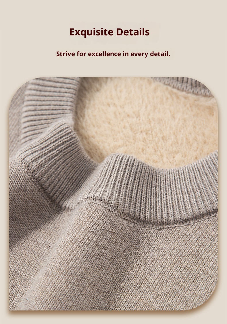 boy Boy Boy Cross-Border Foreign Trade Autumn Winter Sweater One-Piece Fleece Half Turtleneck Middle-Aged Men's Warm Base Wool_voghion.com