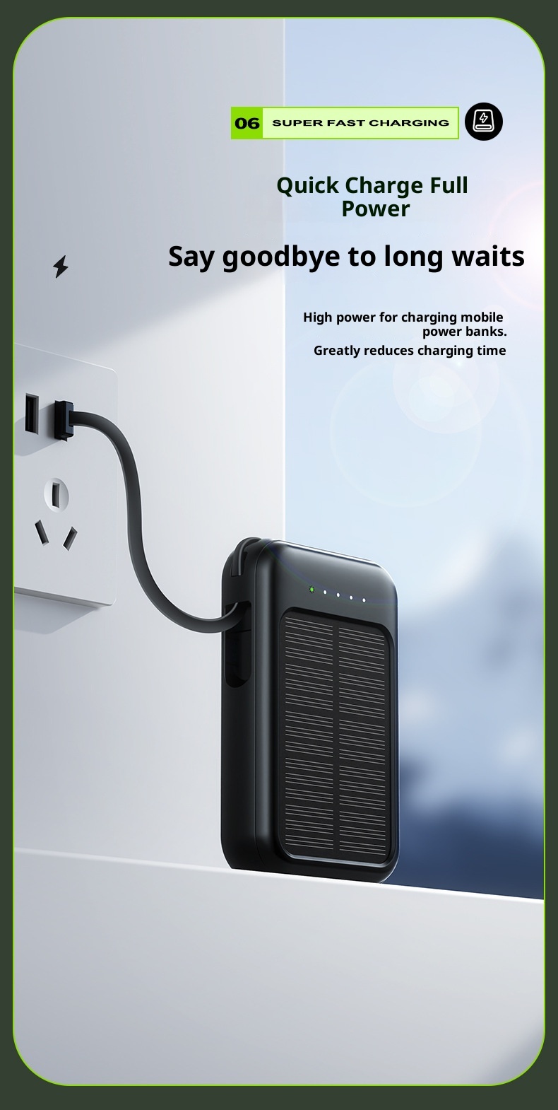 Techglobe 20000mAh Grande capacità solare transfrontaliera Mini Power Bank portatile con quattro cavi all'ingrosso_voghion.com