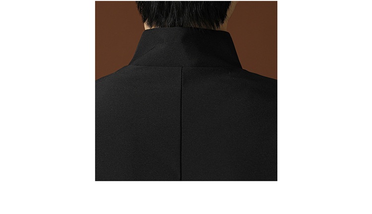 QFV507045555501<2 QFV507045555501<2 Blazer negro de cuello alto estilo chino, de alta gama, corte holgado, estilo nacional Tang, uniforme Zhongshan._voghion.com