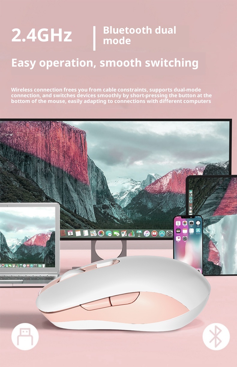 Techglobe Cross-Border Exklusive Bluetooth-Dual-Mode-Funkmaus mit geräuscharmem Design, anpassbar, Großhandel, Typ-C_voghion.com
