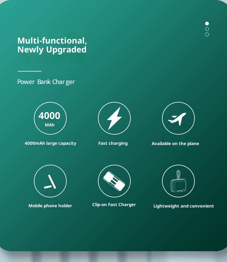 Techglobe Borsa con clip posteriore, cavo incorporato, versione aggiornata, supporto creativo multifunzionale, alimentazione mobile all'ingrosso_voghion.com