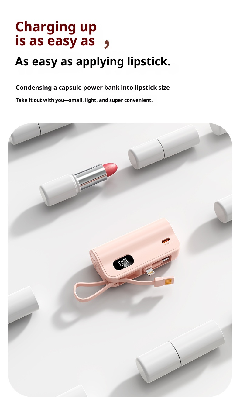 techglobe KC Cross-Border Pocket Capsule Bank 5000mAh Compact Emergency Tail Plug Mobile Power Gift Customization_voghion.com