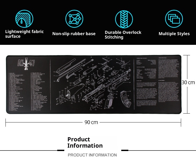 3c Cross-Border Hot Selling AK-47 Model Disassembly Waterproof Gun Cleaning Competitive Gaming Mouse Pad_voghion.com