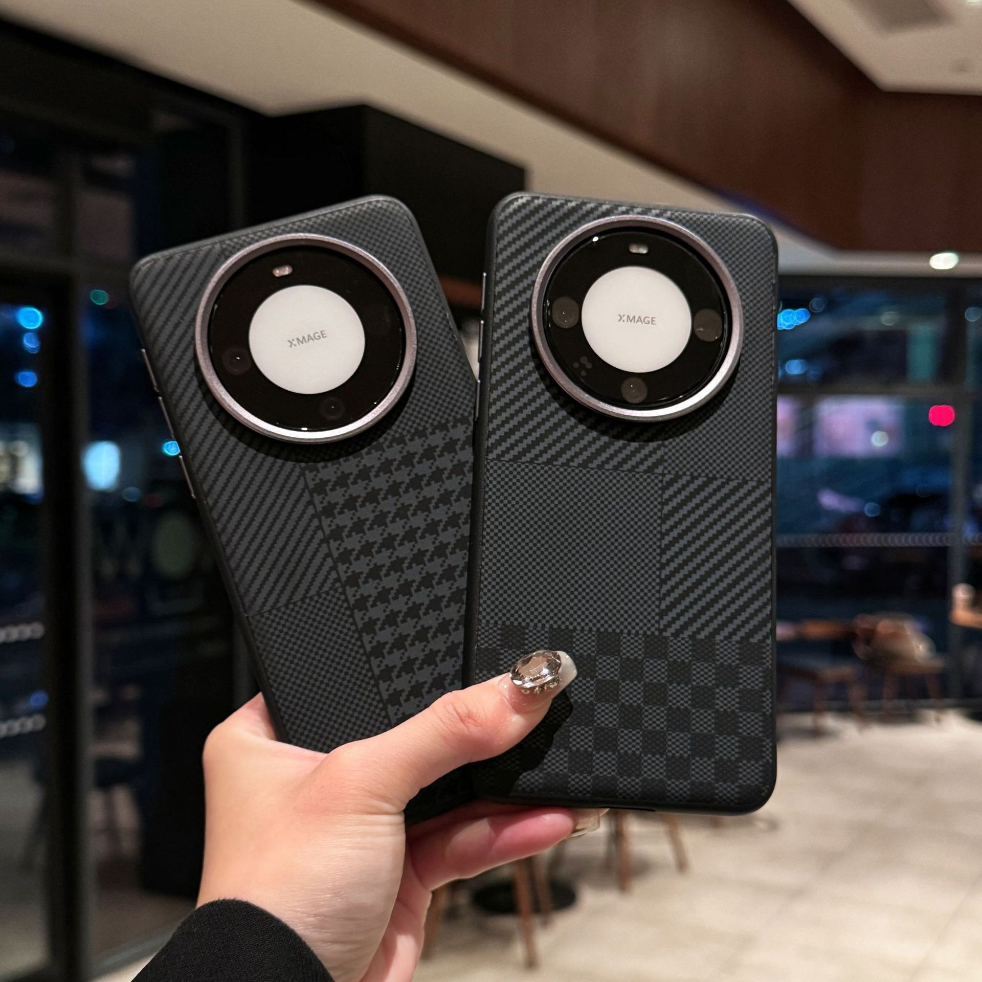 Custodia protettiva anti-caduta TechGlobe per Huawei Mate70Pro+ con cuciture in fibra di carbonio e anello per obiettivo in metallo Pura80._voghion.com