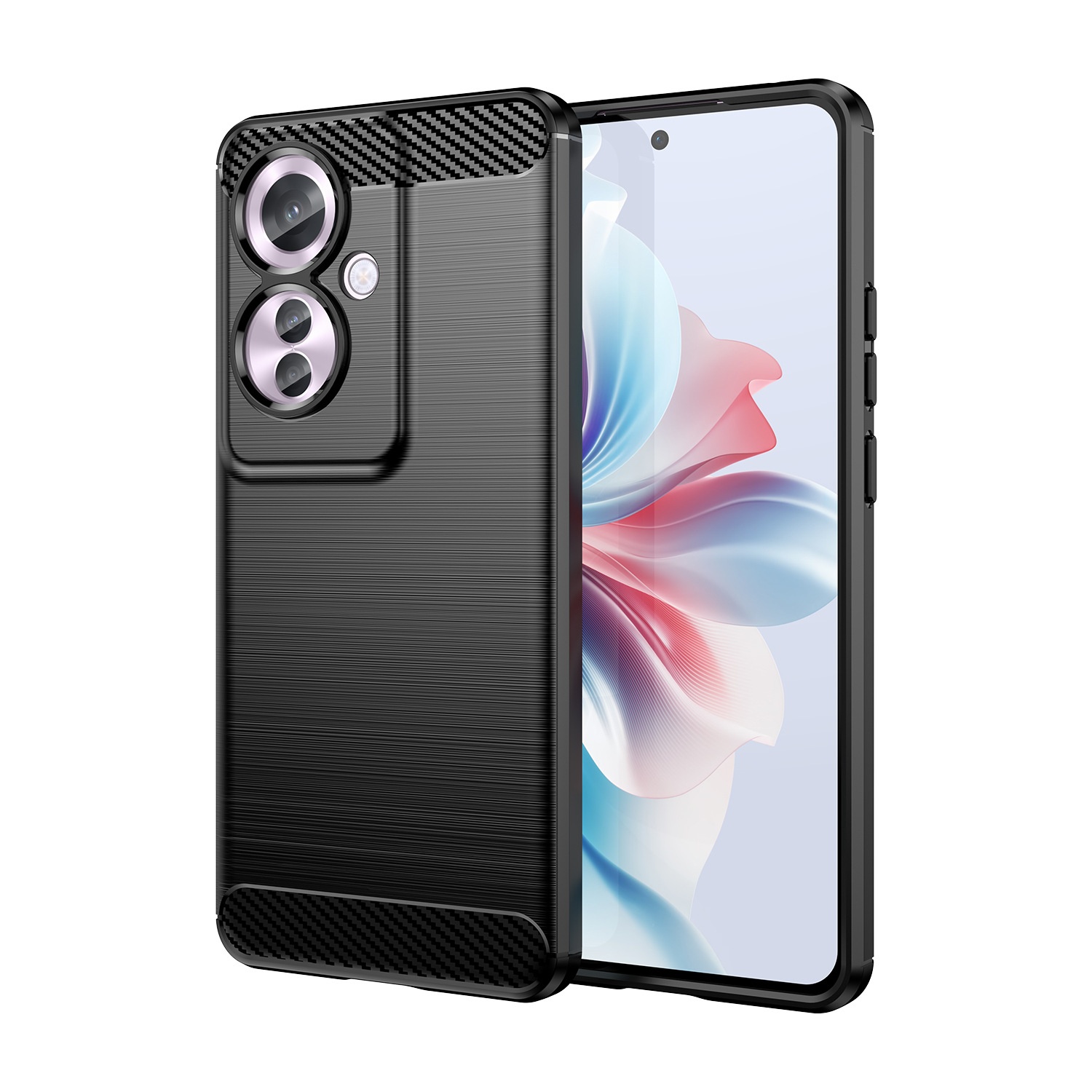 TechGlobe Custodia protettiva per telefono OPPO Reno11F F25Pro Reno11A in fibra di carbonio spazzolata, copertura completa, anti-caduta_voghion.com