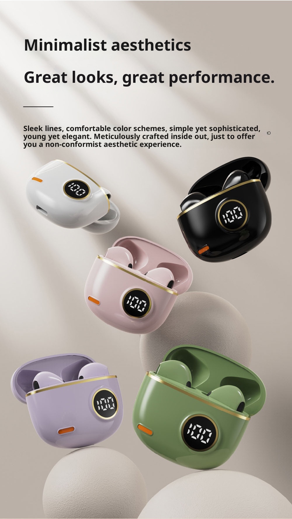 3c 2025 New S190 High Appearance Quality True Wireless Bluetooth Compact Long-Wear Comfortable Low Latency Earphones_voghion.com