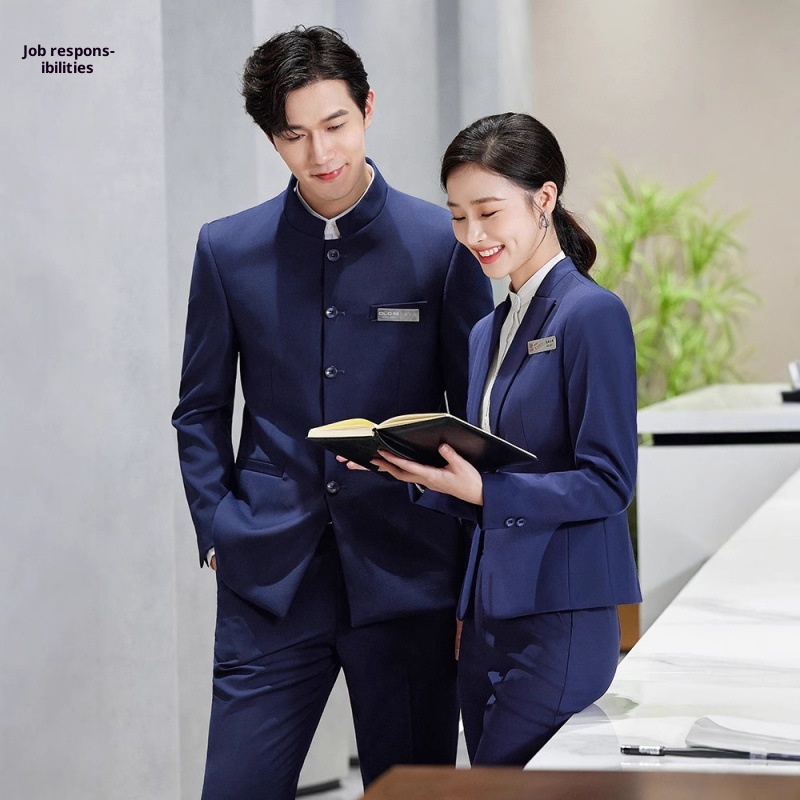 7045555501<2 QFV507045555501<2 New Uniform For Men And Women Gray Chinese National Style Professional Zhongshan Stand Collar Suit Business Formal Wear_voghion.com