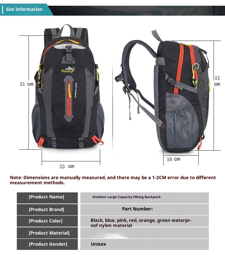 ActiveGo And Women, Large Capacity Travel Outdoor Hiking Casual Luggage Bag, Trendy Sports Backpack For Men_voghion.com