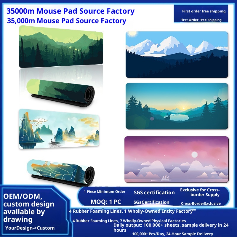 Tapis de souris 3c paysage avec bordure de verrouillage, épaisseur 4 mm, style japonais, tendance nationale, tapis de bureau chauffant pour clavier, en stock, vente en gros_voghion.com