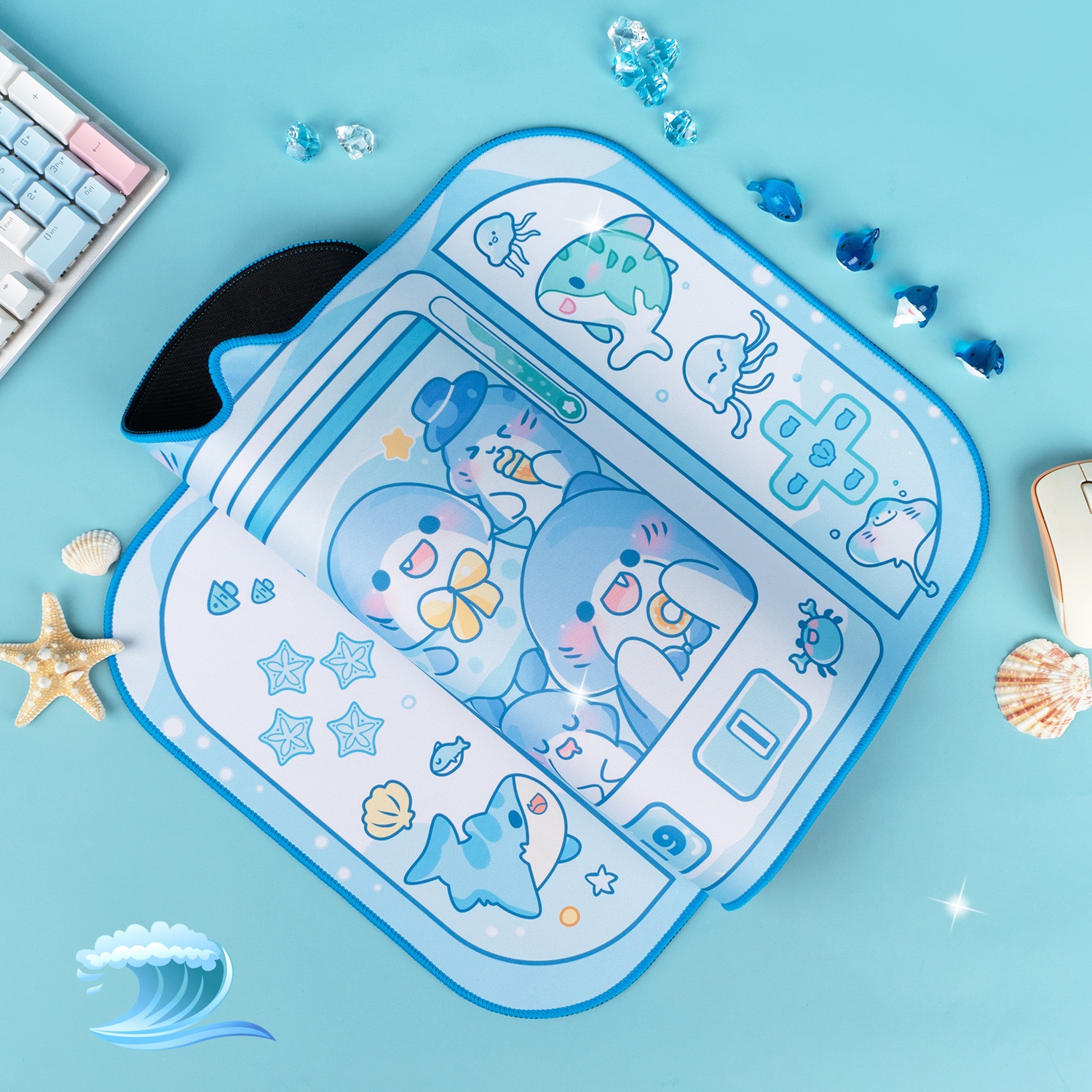 3c Shark Claw Machine Large Mouse Ins Cartoon Cute Pet Wrist Rest Pad Thickened Rubber Desk Mat Gaming Esports_voghion.com