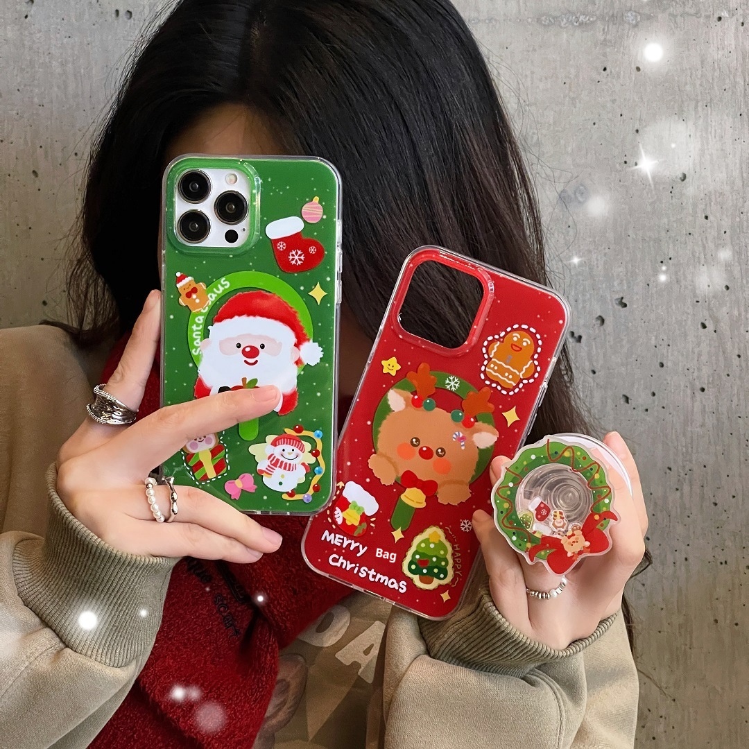 TechGlobe Santa Claus Reindeer Compatible With 15 Phone Case Magnetic Stand 14 Pro Max 12 Christmas Tree 13 Gingerbread Man_voghion.com