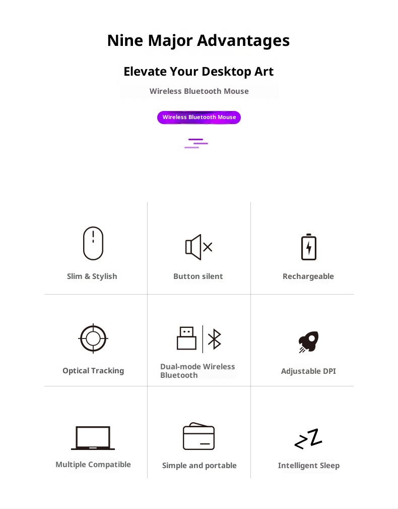 Techglobe 2.4G Bluetooth Wireless Dual Mode Silent Compatible With Laptop Charging Noiseless Office Glowing Mouse_voghion.com