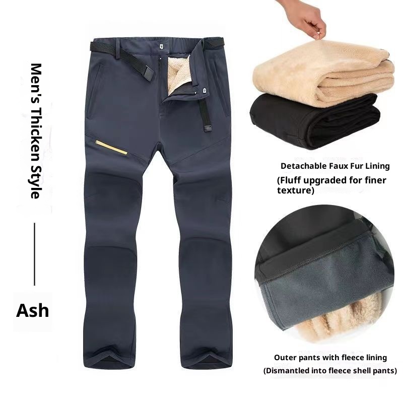 001 Nuovi pantaloni da sci da uomo, da trekking, impermeabili, traspiranti, foderati in pile softshell, spessi, da donna, in lana d'agnello_voghion.com