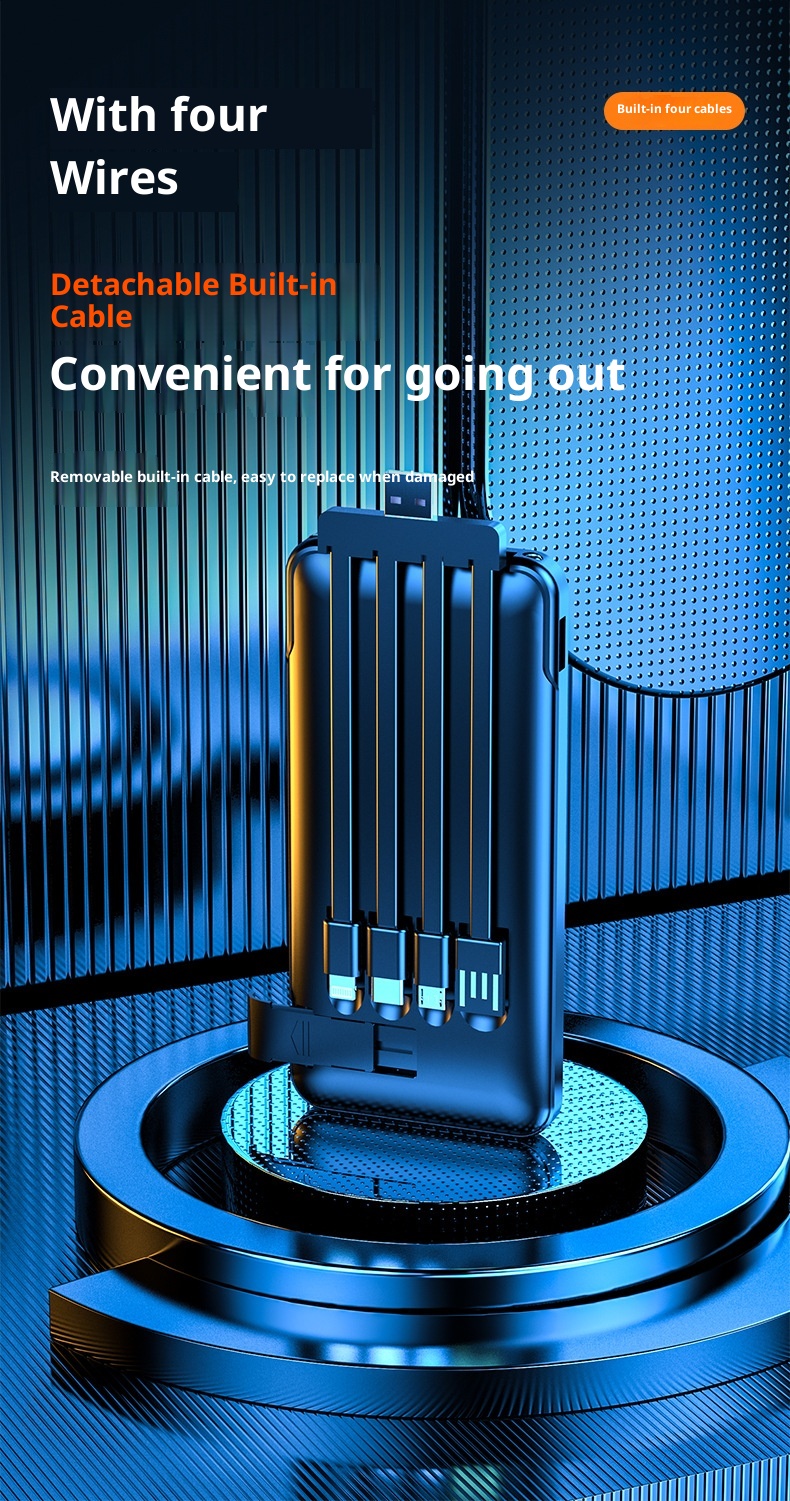 techglobe Wholesale Portable Built-in Cable Mirror Bank 20000mAh High-Quality Gift Mobile Power Supply PowerBank_voghion.com