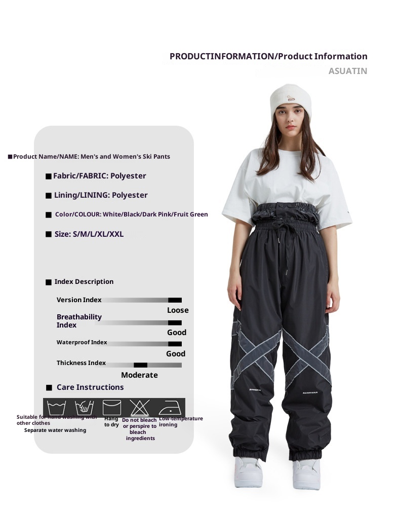 001 2023 Nuovi pantaloni da sci riflettenti caldi antivento da snowboard unisex per esterni, stile coppia, tendenza invernale_voghion.com