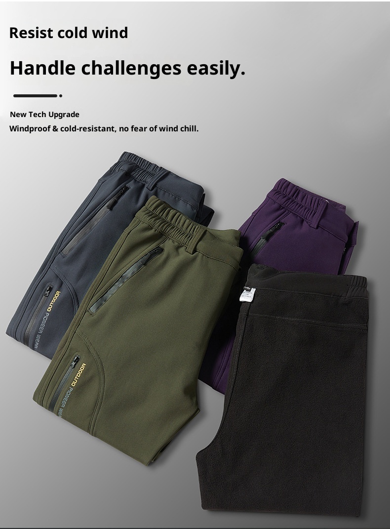 001 Wasserdichte und winddichte, fleecegefütterte, dicke Outdoor-Softshell-Cargohose für Damen und Herren_voghion.com