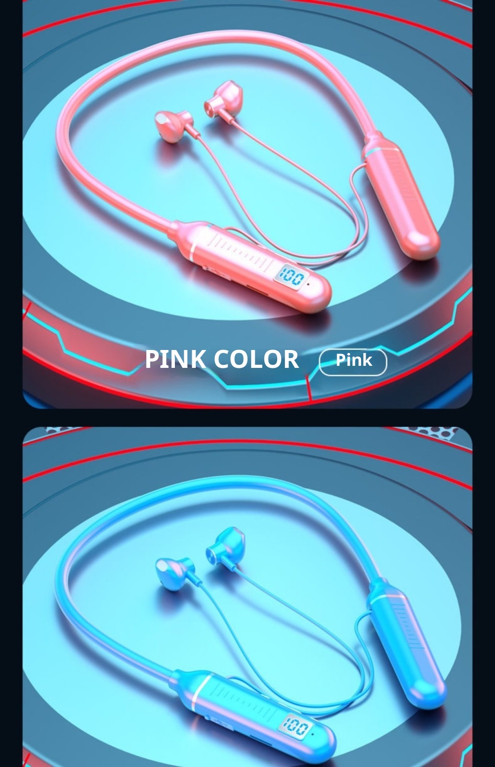 3c Wireless Bluetooth Suitable For Sports Stereo Noise Cancelling Digital Display Long Battery Life Cross-Border Neckband_voghion.com