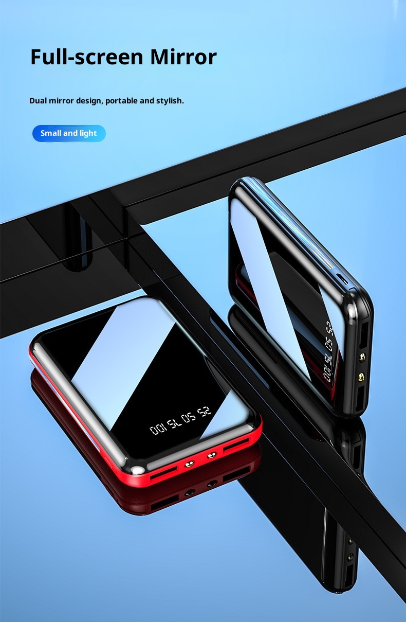 techglobe Kompakte, tragbare Powerbank mit 20000 mAh Kapazität, integriertem Kabel, ideal als Geschenk oder individuell gestaltbar_voghion.com