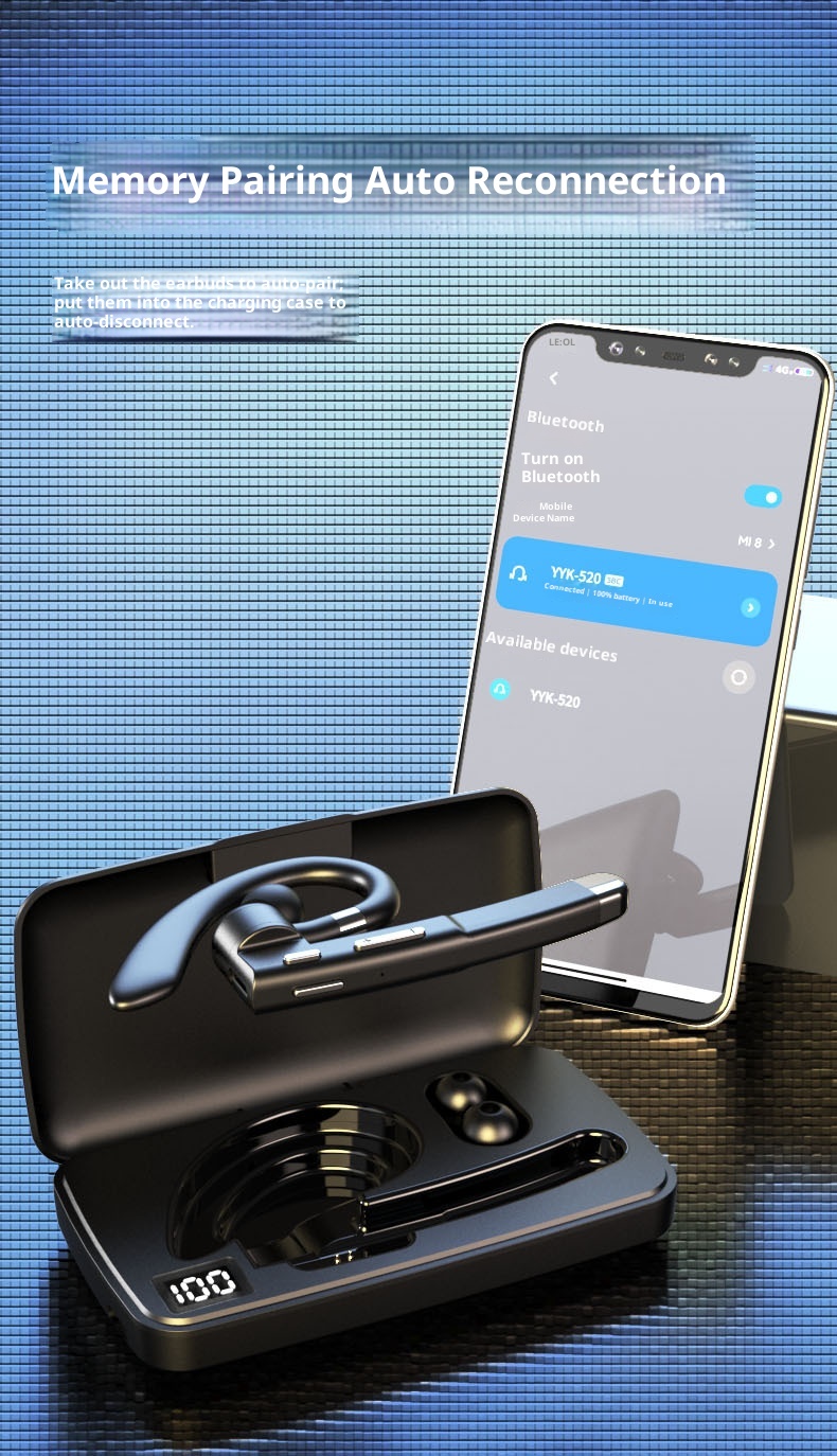 3c Cross-border Bluetooth Earbuds Single Wireless Car Call Noise Cancelling Ear Hook Business Universal Long Battery Life_voghion.com