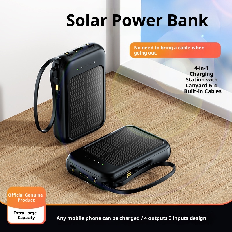 Techglobe 20000mAh Grande capacità solare transfrontaliera Mini Power Bank portatile con quattro cavi all'ingrosso_voghion.com