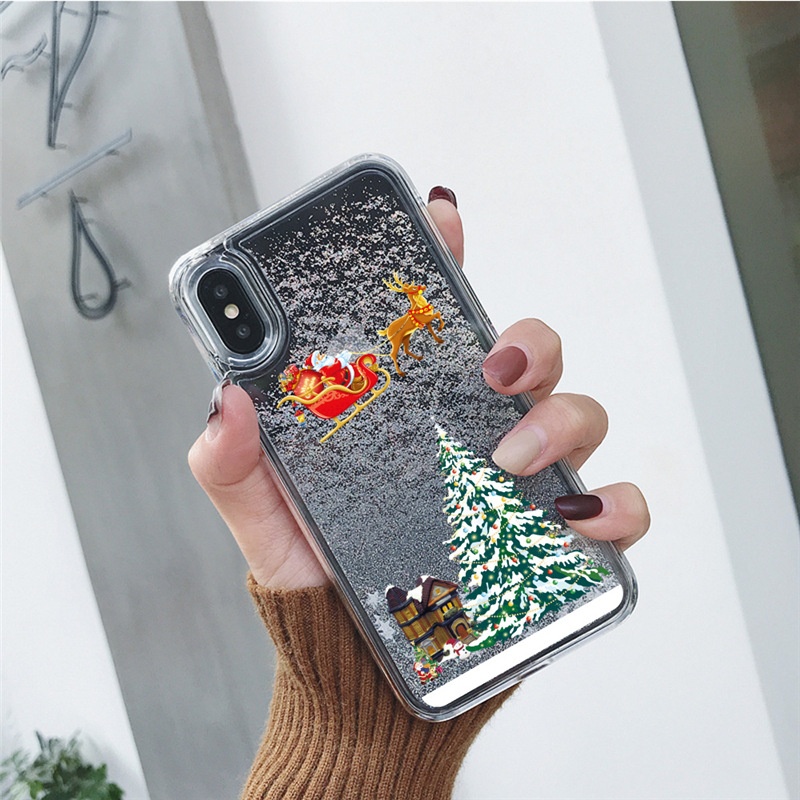 TechGlobe Compatible IPhone 16 Liquid Sand Phone Case Shockproof 15 Pro Personalized Creative 14 Women's 12 Christmas Tree_voghion.com