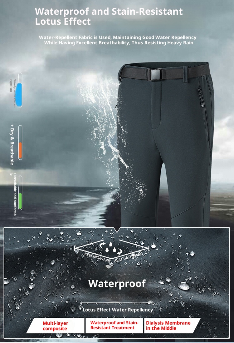 001 New Outdoor Soft Shell Fleece Lined Thicked Winter Warm Skiing Hiking Loose Windproof Waterproof Softshell Pants For_voghion.com