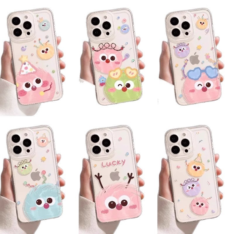 TechGlobe compatibel met telefoonhoesje voor iPhone 15 Pro Max, cartoonmodel, 16 Plus, nieuw model, Happy Pom, 14, volledige dekking, 13_voghion.com