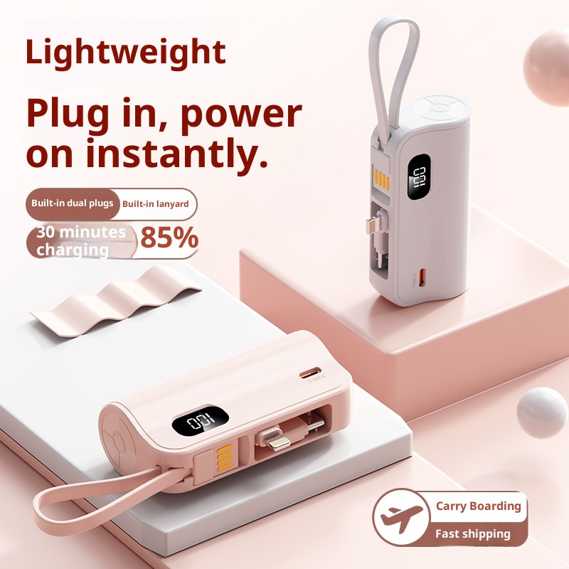 techglobe KC Cross-Border Pocket Capsule Bank 5000mAh Compact Emergency Tail Plug Mobile Power Gift Customization_voghion.com