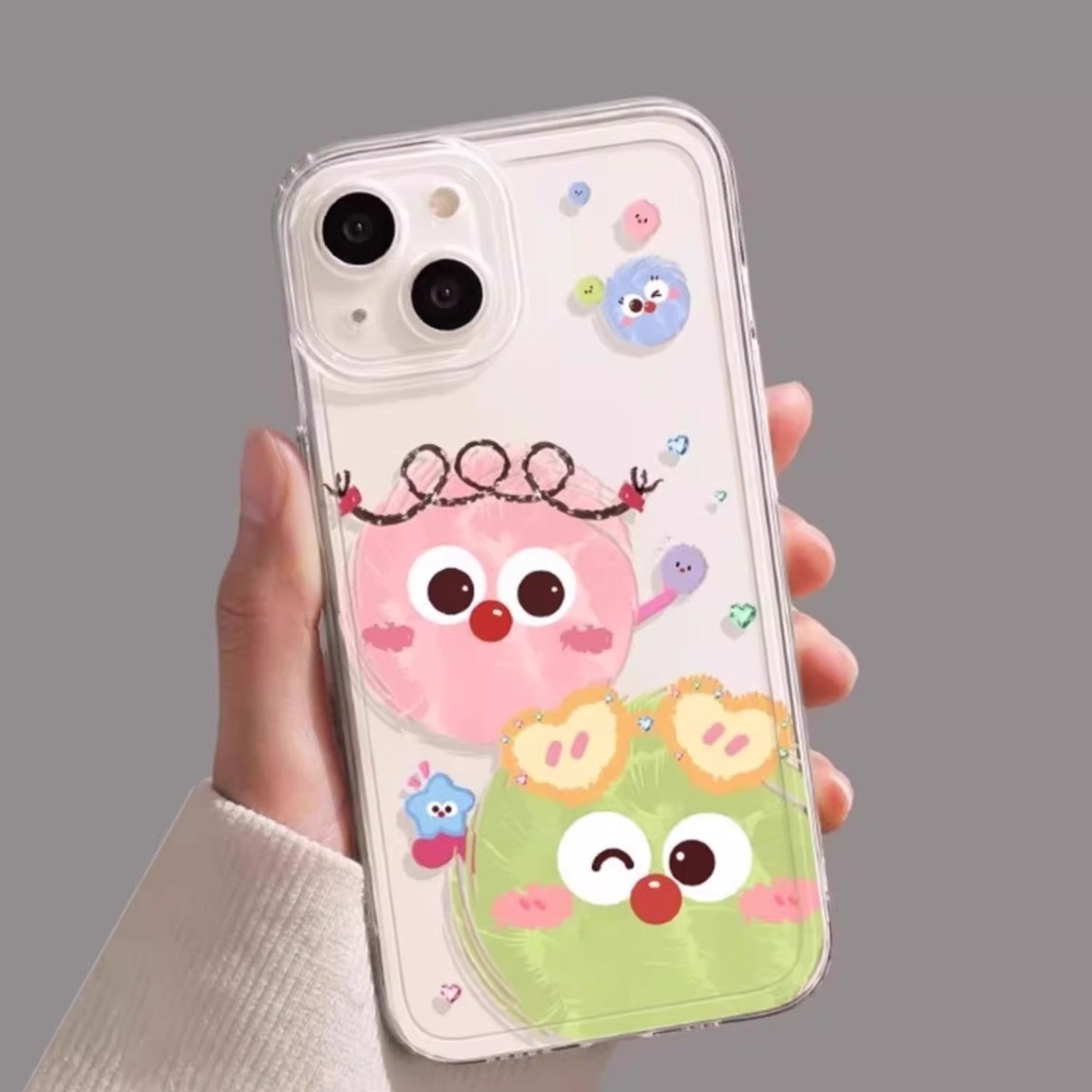 TechGlobe compatibel met telefoonhoesje voor iPhone 15 Pro Max, cartoonmodel, 16 Plus, nieuw model, Happy Pom, 14, volledige dekking, 13_voghion.com