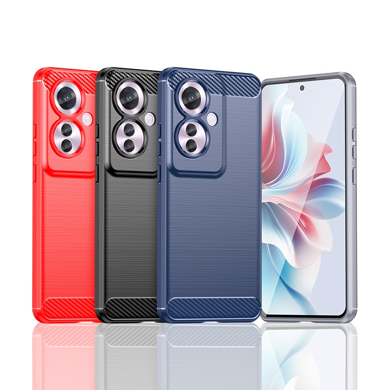 TechGlobe Custodia protettiva per telefono OPPO Reno11F F25Pro Reno11A in fibra di carbonio spazzolata, copertura completa, anti-caduta_voghion.com