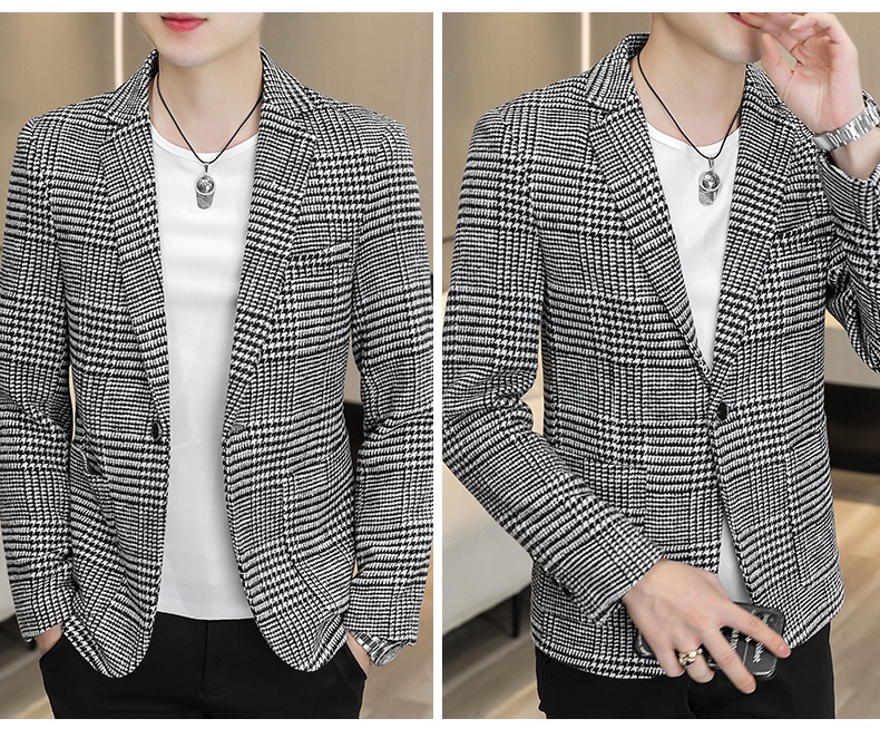 QFV507045555501<2 QFV507045555501<2 Conjunto de moda para hombre joven, estilo blazer a cuadros, ideal para bodas, ocasiones informales y ocasiones especiales._voghion.com