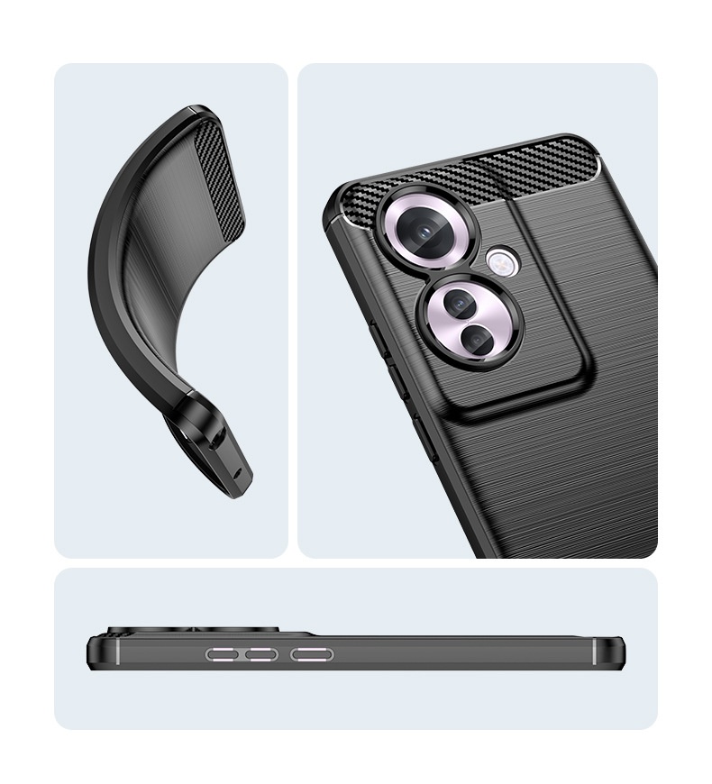 TechGlobe Custodia protettiva per telefono OPPO Reno11F F25Pro Reno11A in fibra di carbonio spazzolata, copertura completa, anti-caduta_voghion.com