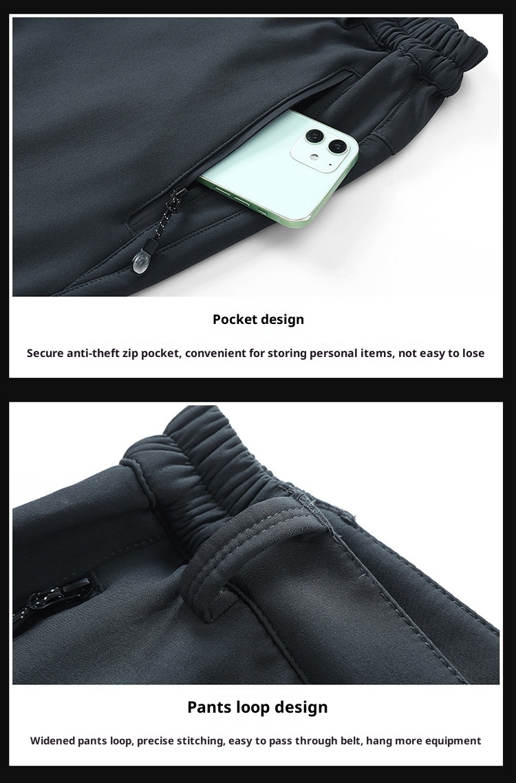 001 New Outdoor Soft Shell Fleece Lined Thicked Winter Warm Skiing Hiking Loose Windproof Waterproof Softshell Pants For_voghion.com