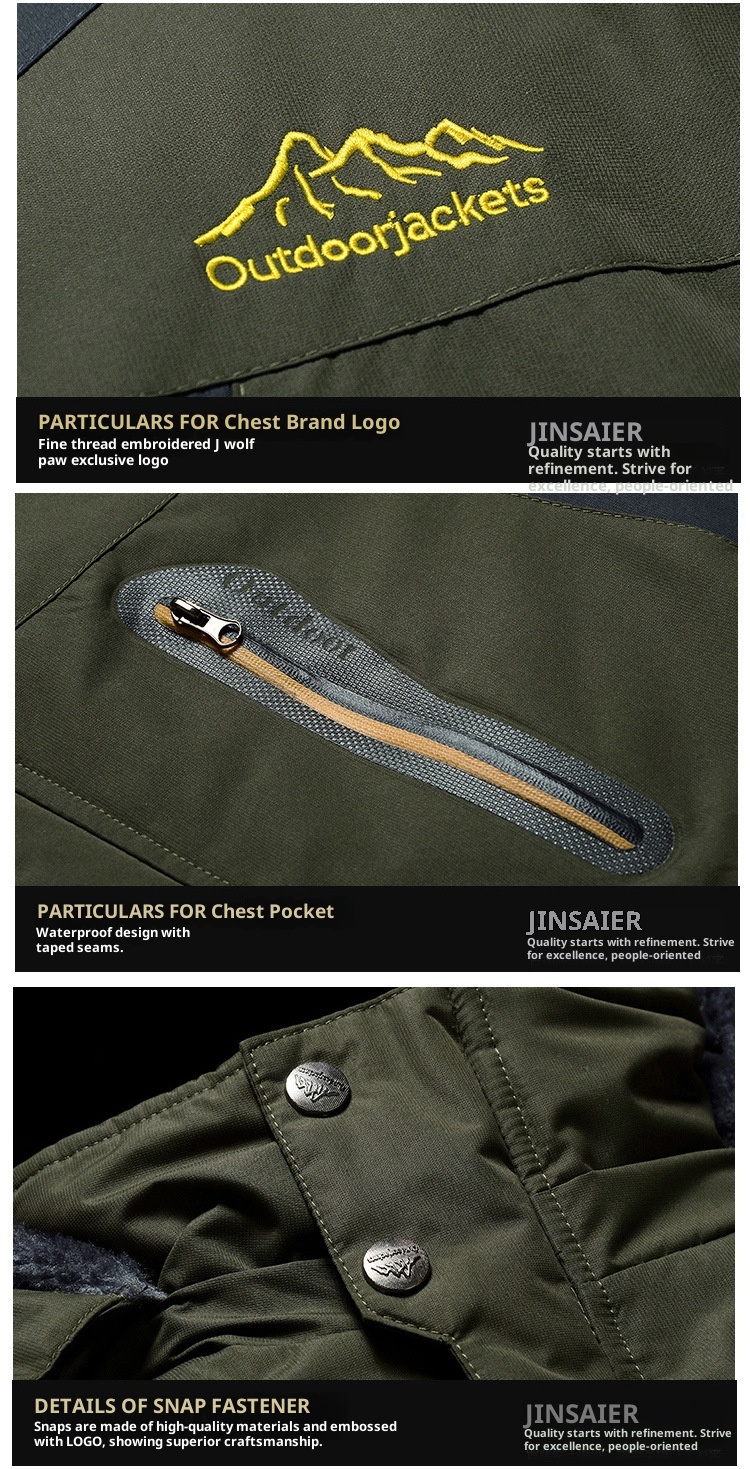 001 Cross-Border And Pants Set Winter Fleece-Lined Thickened Mountaineering Suit Outdoor Windproof Waterproof Jacket For Men_voghion.com