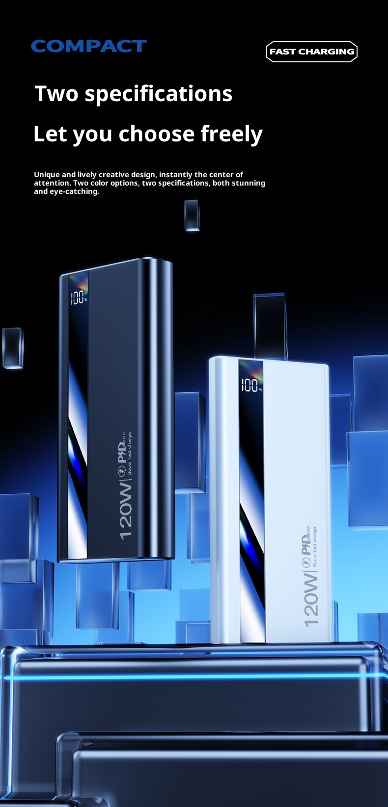 techglobe 3C Certified 120W Fast Charging 20000mAh Bank Large Capacity Portable Mobile Power Supply Gift Wholesale Digital Display_voghion.com