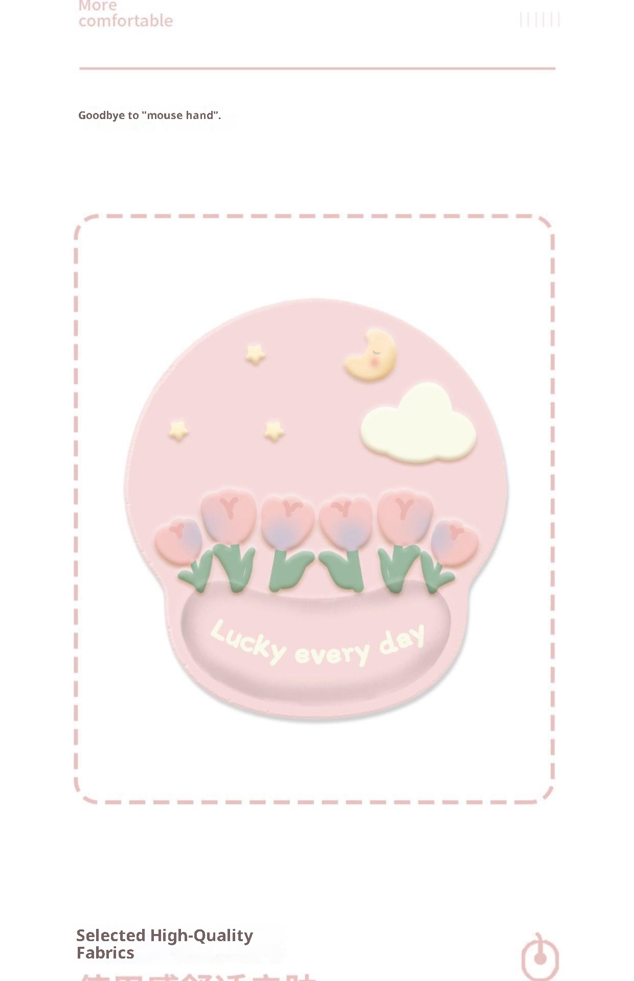 3c Tulip Mouse Pad Thickened Wrist Silicone Cartoon Laptop Keyboard Hand Rest Pillow Office Home Gaming_voghion.com