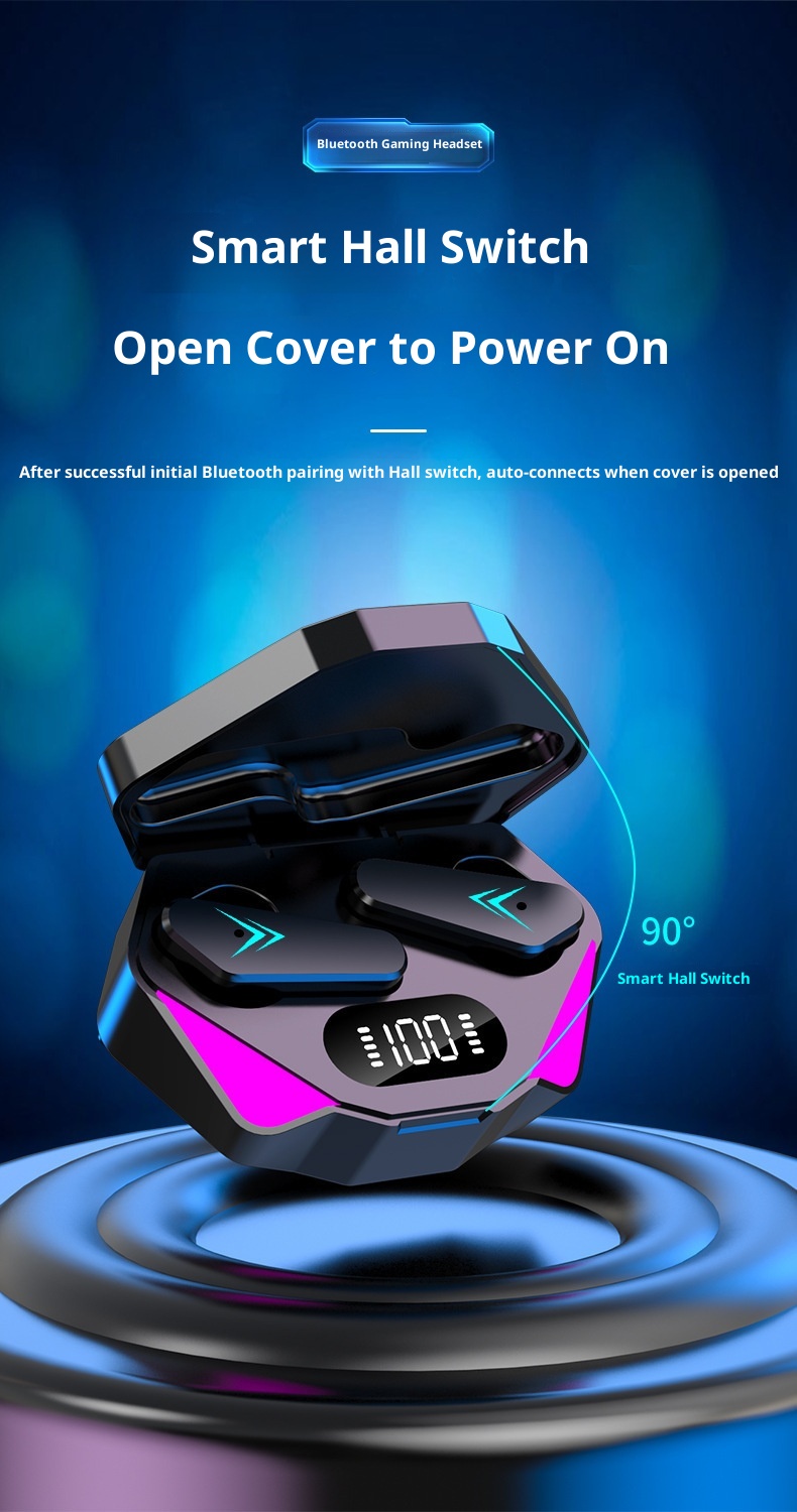 3c Cross-Border New Gaming E-Sports X15 Bluetooth Headset Low Latency Wireless In-Ear Digital Power Display Factory_voghion.com