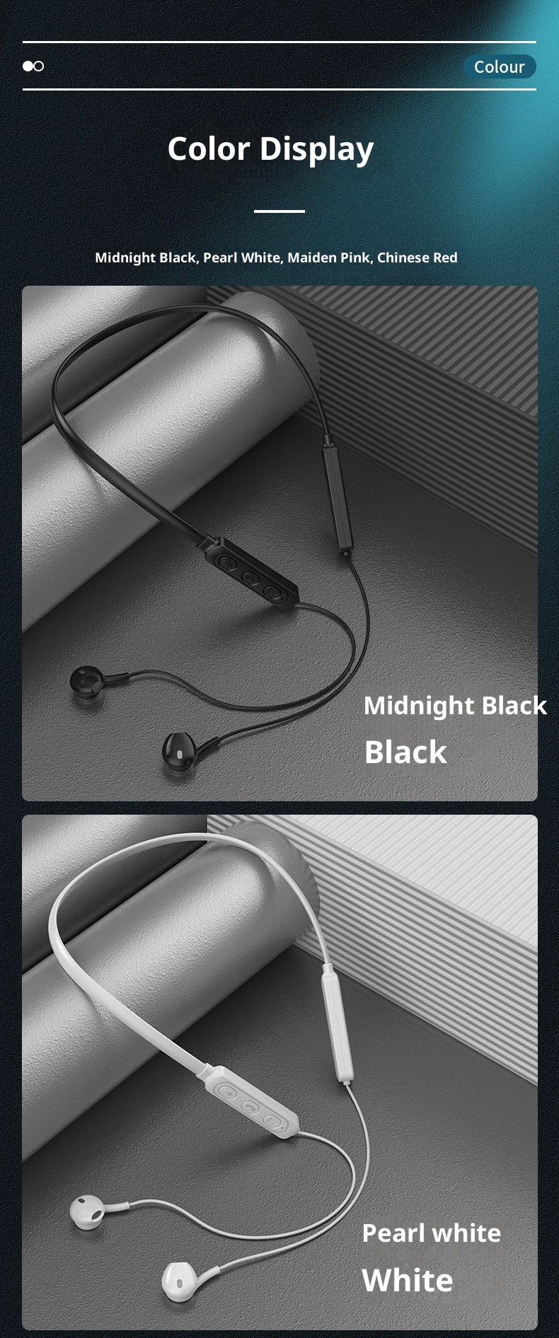 3c Nuovi auricolari universali di alta qualità con archetto da collo doppio Bluetooth wireless 5.0_voghion.com