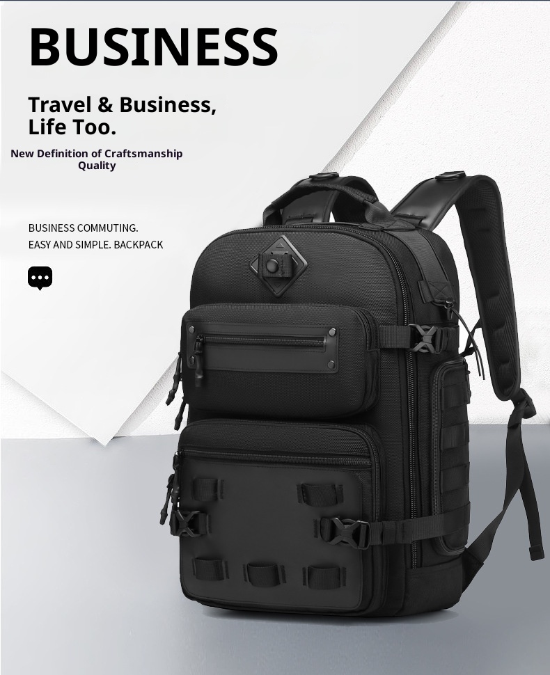 Zaino tattico impermeabile e resistente all'usura per laptop da uomo ActiveGo Ozuko, borsa da viaggio per pendolarismo, grande capacità, per escursioni all'aperto_voghion.com