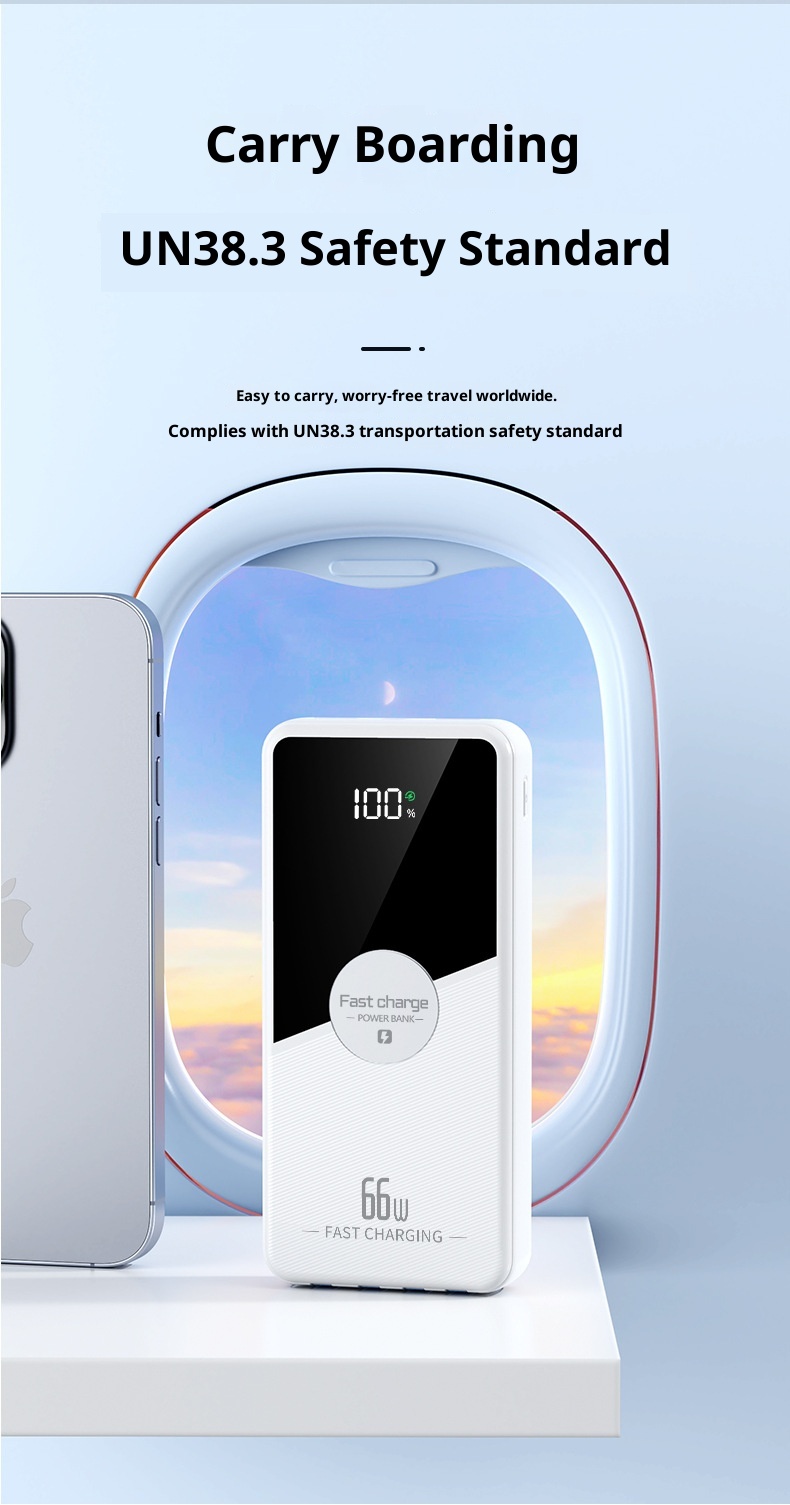 techglobe 66w Super Fast Charging Power Bank With Built-in Cable 2w Milliamp Large Capacity Convenient Portable Charger Gift_voghion.com