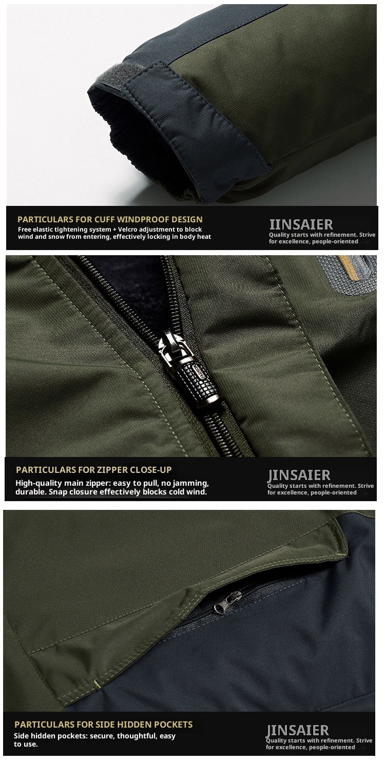 001 Cross-Border And Pants Set Winter Fleece-Lined Thickened Mountaineering Suit Outdoor Windproof Waterproof Jacket For Men_voghion.com