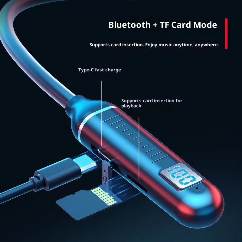 3c Wireless Auricolari Bluetooth con fascia da collo sportiva, display digitale, batteria a lunga durata, standby, alta potenza, cross-border_voghion.com