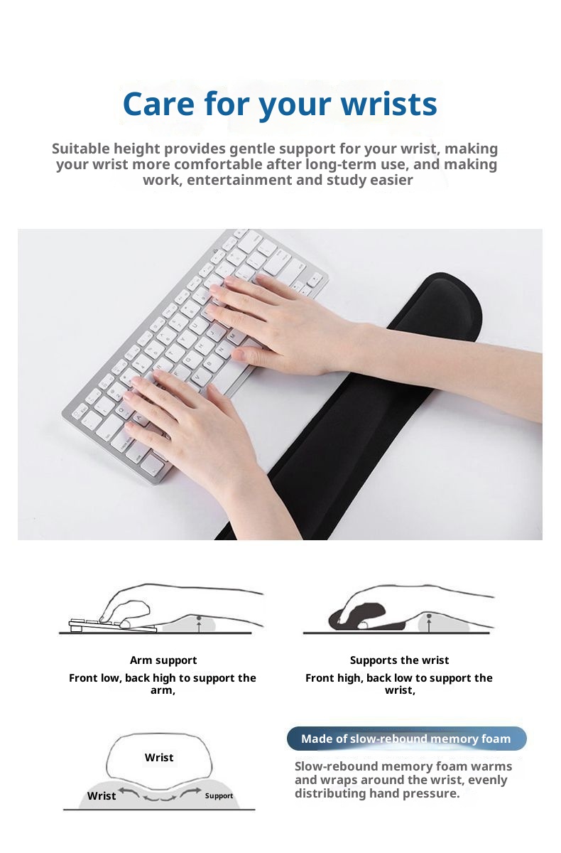 3c Mouse Memory Foam Wrist Rest For Computer Laptop Gaming Office E-sports Small Size With Hand Support Pad_voghion.com