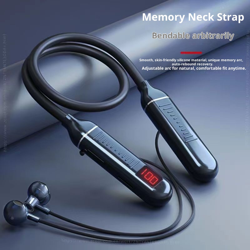 Auricolari stereo sportivi semi-in-ear con archetto da collo, Bluetooth wireless 3c con funzione di visualizzazione digitale_voghion.com