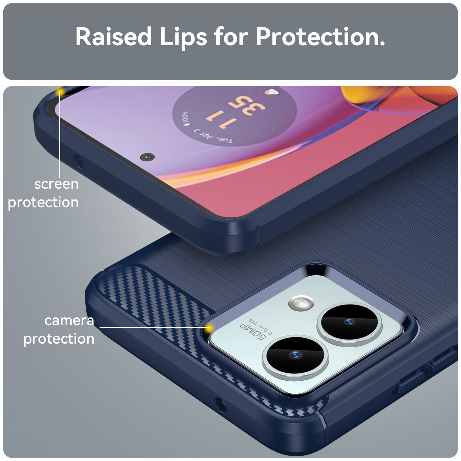 TechGlobe Compatible Moto G84 Phone Case Protective Cover G64 Silicone Brushed G54 Power Edition Full Coverage Anti-drop_voghion.com