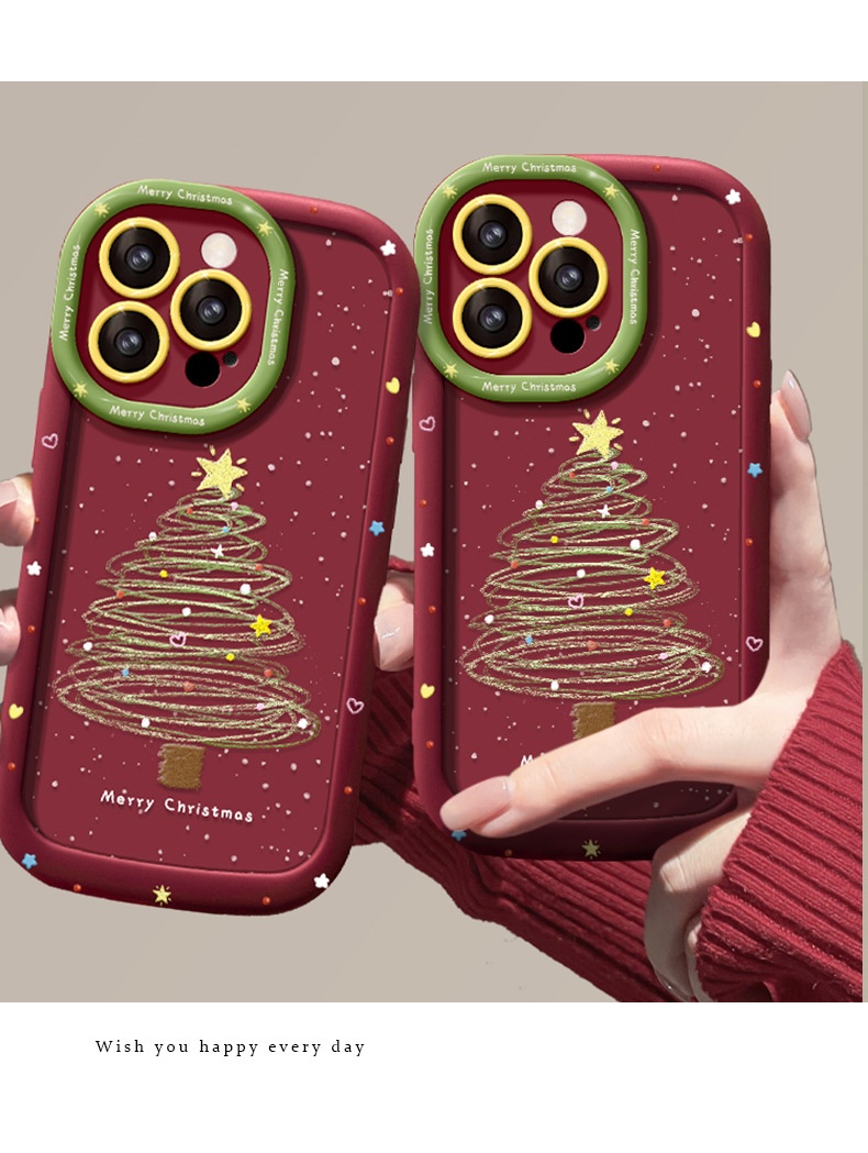 Étui TechGlobe compatible avec les iPhone 12/11 Pro Max et 13/14 Plus (modèle sapin de Noël), résistant aux chocs._voghion.com