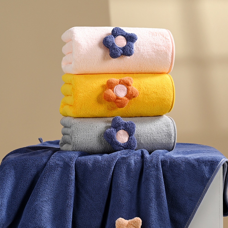 Lillian New Coral Fleece Bath Set Flower Household Face Thickened Absorbent Gift Towel Wholesale_voghion.com