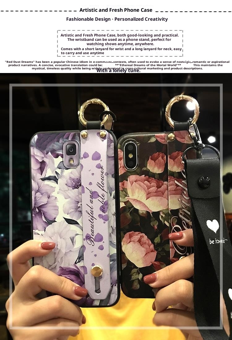 TechGlobe Adatto per Samsung Note3/N9008 Supporto da polso con cordino Custodia morbida protettiva in silicone serie Flower_voghion.com