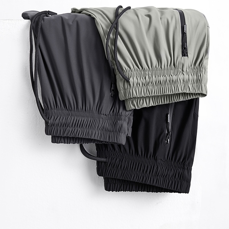 Pantaloni sportivi elastici da uomo, pantaloni estivi sottili in seta ghiacciata di grandi dimensioni, pantaloni lunghi dritti casual traspiranti ad asciugatura rapida per uomo_voghion.com