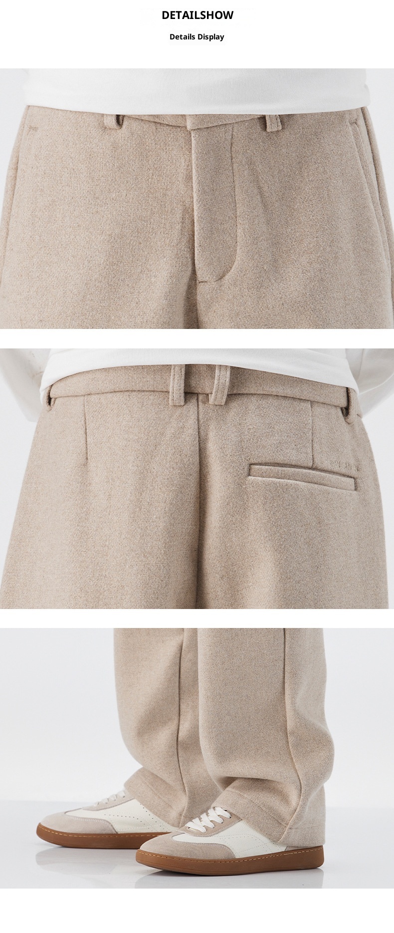 Boy Muqiu Kleidung | Herbst/Winter Neue amerikanische Retro-Wollhose für Herren, lockere, gerade geschnittene lange Hose, ideal für Pendler_voghion.com